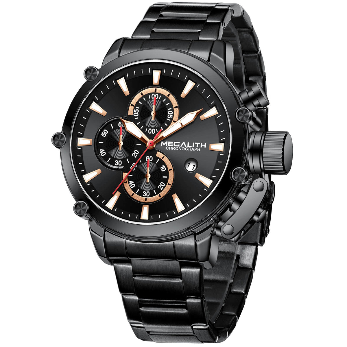 Chronograph Watch Stainless Steel Band 8262M megalith watch
