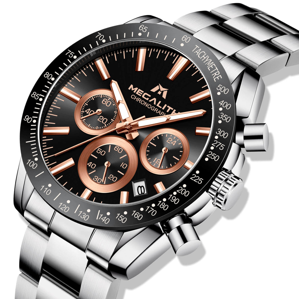 Chronograph Watch Stainless Steel Band 8270M megalith watch