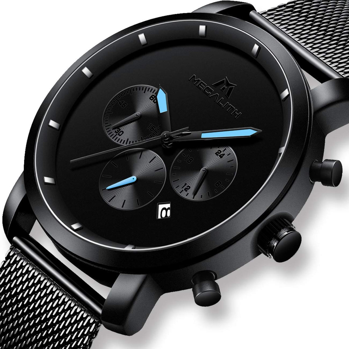 Herrenuhr MÃ¤nner Uhren Schwarz Megalith Uhr Herren Klassisch