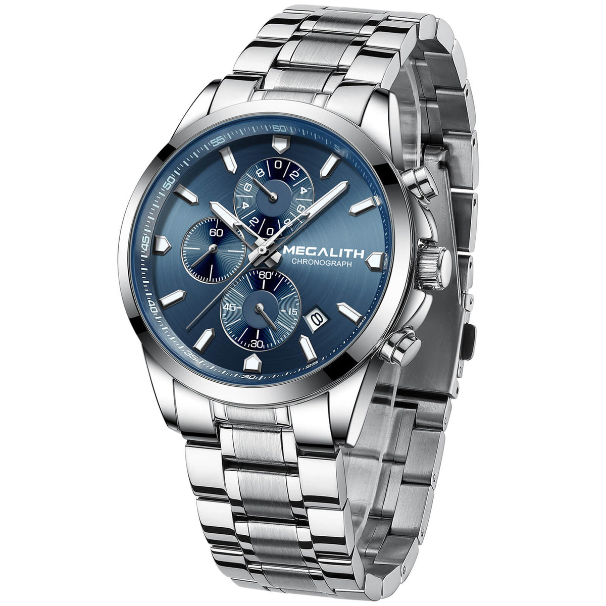 Chronograph Watch Stainless Steel Band 8272M megalith watch