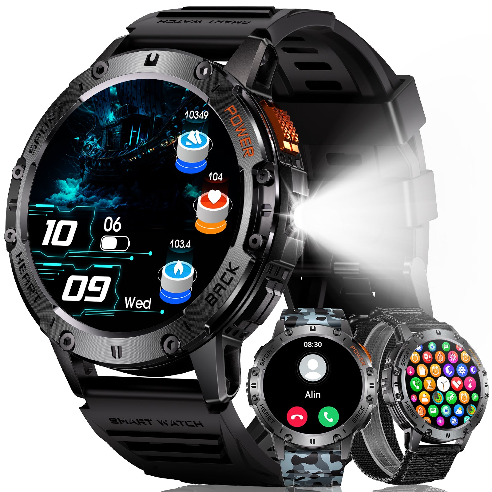 MEGALITH Militair Slim Horloge voor Mannen: Fitness Tracker Sport Herenhorloges Waterdicht - Bluetooth-oproep Smartwatch voor Android iOS Zwart MEGALITH Militair Slim Horloge voor Mannen: Fitness Tracker Sport Herenhorloges Waterdicht - Bluetooth-oproep Smartwatch voor Android iOS Zwart