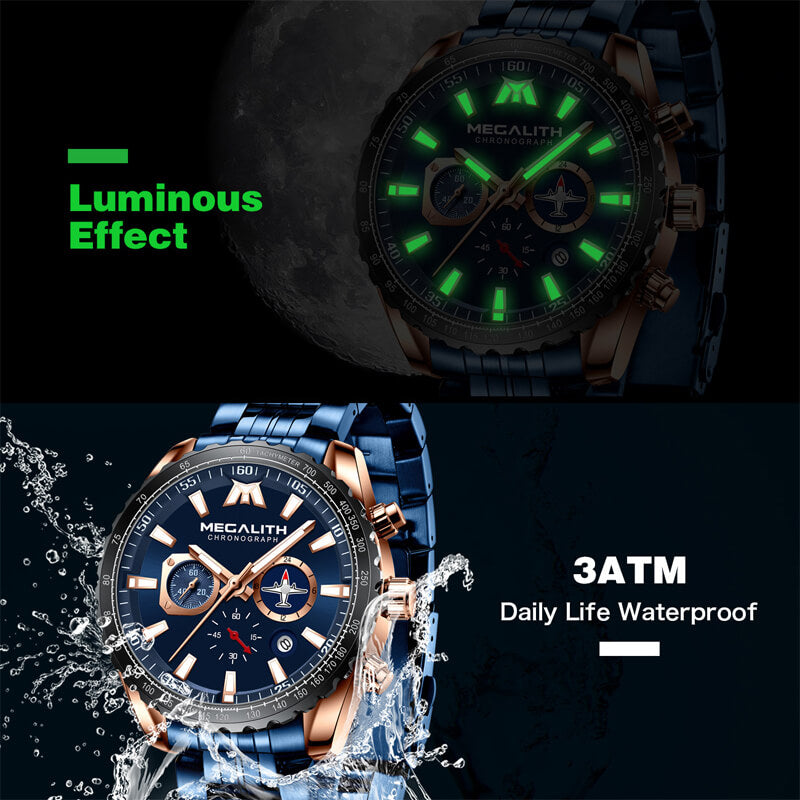 Buy Mens Watches with Auto Date Chronograph Watch Men Sports Watches  Waterproof 30M Full Steel Quartz Men's Black Watch Online at  desertcartEcuador