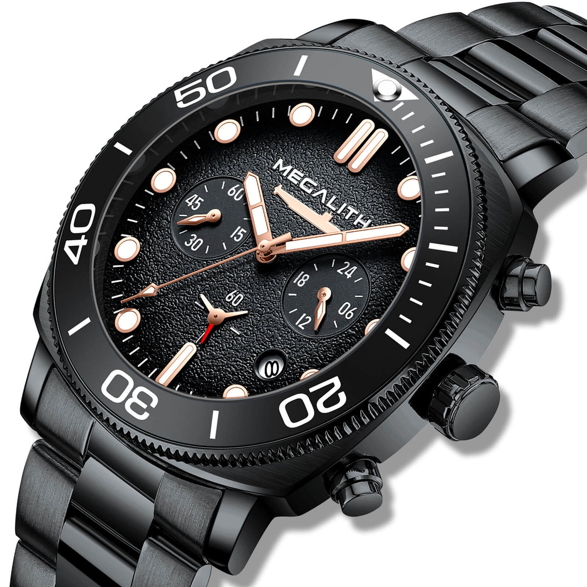 Chronograph Watch Stainless Steel Band 8244M megalith watch